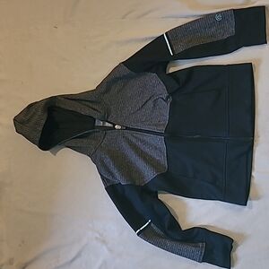 𝅺champion black/gray zip down lightweight hoodie small 6-7